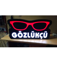 Gözlükçü Yazılı Tabela 3D Led Neon Etkili Işıklı Tabela 30X45 CM Tek Taraflı