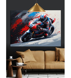 Motosiklet Hız Soyut Sanat Dekoratif Kanvas - Mdf Ahşap Tablo