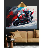 Motosiklet Hız Soyut Sanat Dekoratif Kanvas - Mdf Ahşap Tablo