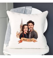 Sevgiliye Hediye Kişiye Özel Galata Kulesi ve Aşkımız Karikatürlü Yastık