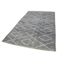 Gri Halı Salon Halısı El Dokuma Yün Malzemeli Modern Geometrik Desenli Antrasit Tonlu