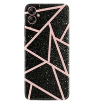 Samsung Galaxy A04E Kılıf Resimli Desenli Baskılı Silikon Pembe Şeritli Mermer 1312