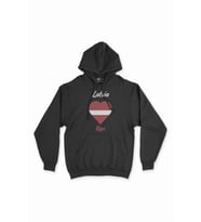 Riga Letonya Bayraklı Kalpli Siyah Sweatshirt Hoodie