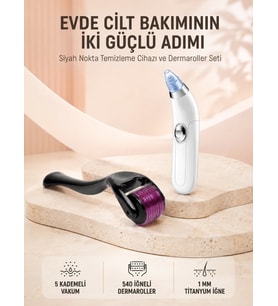 Dermaroller ve Vakumlu Siyah Nokta Temizleme Cihazı 2’li Cilt Bakım Seti