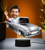 Doğum Günü Hediyesi,Sevgiliye Hediye, Kişiye Özel Fotoğraflı Şoför Karikatür 3D Led Lamba (Beyaz)