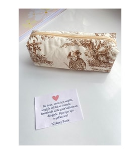 Vintage desenli yumuşak dokulu kalem kutusu, astarlı, şık ve kullanışlı