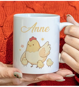 BK Gift Anne ve Yavrusu Beyaz Kupa Bardak -14, Anneler Günü ve Kadınlar Günü Hediyesi