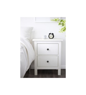 Komodin-Şifonyer HEMNES MeridyenDukkan Beyaz Vernik, 54x66 cm 2 Çekmeceli