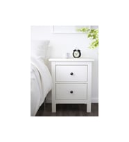 Komodin-Şifonyer HEMNES MeridyenDukkan Beyaz Vernik, 54x66 cm 2 Çekmeceli