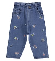 Civil Baby Çiçek Nakışlı Denim 6-18 Ay Pantolon - Mavi