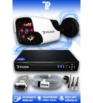 PICAM 1 Kameralı Panda 1 Dış Kamera Set HDD'siz Full HD Gece Görüşlü Güvenlik Kamerası Sistemi