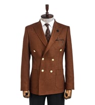 Kruvaze Slim Fit Kahverengi Erkek Ceket - Wessi