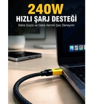 240W 3'ü 1 Arada Hızlı Şarj Kablosu USB Type-C Lightning Micro USB