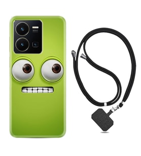 Vivo Y22 Kılıf Resimli Boyun Askılı İpli Desenli Silikon Series Green 1832
