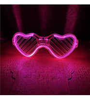 Pembe LED Işıklı Kalp Gözlük – 3 Modlu Parti & Glow Gözlüğü