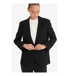 Defacto Regular Fit Düğmeli Siyah Kadın Blazer Ceket F9465AX/BK81