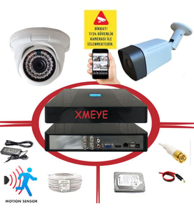 2' li İç ve Dış Mekan 5 MP SONY Lens 1080P 36 IR Led Güvenlik Kamerası Seti_BS 236+D136