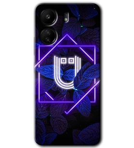 Xiaomi Redmi 13C Kılıf HD Desen Baskılı Kılıf - Dark Neon Yaprak Ü Harfi