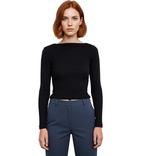 Stil Kadın Fitted Vücuda Oturan Fitilli Esnek Bluz Regular Örme Slim Kalıp Düşük Kol