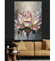 Pembe Lotus Çiçeği Yakın Dekoratif Kanvas - Mdf Ahşap Tablo
