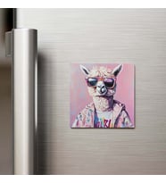 Alpaca - Alpaka - Güneş Gözlüklü Style - Buzdolap Magneti - 9x9 Cm