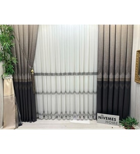 Lexroo Titus Fj632145 V-5329 Kahve 1/3 Sık Pileli Fon Perde 80 x 270