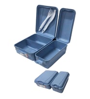 Beslenme Kutusu 2 Bölmeli Mavi Renk 1 Adet Yemek Saklama Kabı Beslenme Çantası 17x22 cm