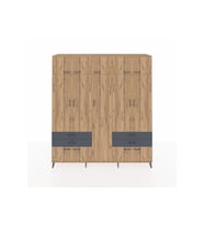 Hyperion Dolap 12 Raflı 4 Çekmeceli 2 Askılı 220x44x243 Çam-Çam/Antrasit