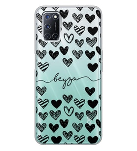 Oppo Çizim Kalpler Tasarımlı Şeffaf Telefon Kılıfı