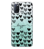 Oppo Çizim Kalpler Tasarımlı Şeffaf Telefon Kılıfı