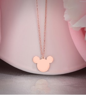 Mickey Mouse Gümüş Rose Kolye