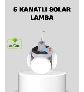 Solar Güneş Enerjili Ve Usb Şarjlı 5 Kanatlı Led Kamp Lambası