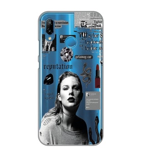 Huawei P20 Lite Uyumlu Taylor Swift Desenli Şeffaf Telefon Kılıfı
