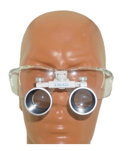 HiperLupa ST545 Doktor Gözlük Univet Yeşil Beyaz Çerçeve 2-5X Beyaz Loupe