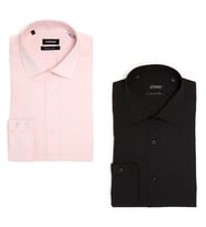 PINGÖMLEK KENSINGTON VESTA COMBO 21 İKİLİ SET PEMBE VE SİYAH  Pamuk  Blend  Düz Renk Kolay Ütülenir Cutaway Yakalı Cepsiz Erkek Gömlek (Siyah-Pembe)