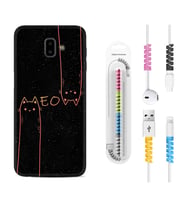Samsung J6 Plus J7 Prime J7 Pro M20 Kılıf Kablo Koruma Spiral Silikon Meow 1657