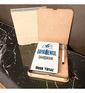 Gayrimenkul Danışmanı Ahşap Kutulu Defter Kalem Set
