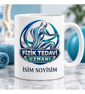 Fizik Tedavi Uzmanı Kupa Bardak Hareket ve Omurga Desenli