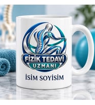 Fizik Tedavi Uzmanı Kupa Bardak Hareket ve Omurga Desenli