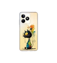 Realme C53 ile Uyumlu Splash Kedi Tasarımlı Şeffaf Silikon Kılıf