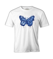 Beautiful Blue Butterfly Beyaz Erkek Tshirt