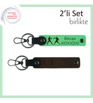 Şampiyonluk Yolunda İlham Veren, Ring Motifli, Kişisel İsimli Anahtarlık Hediye, F Yeşil-Koyu Kahve