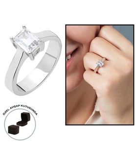 Starlight Diamond Pırlanta Montür Minimal Tasarım 925 Ayar Gümüş Bayan Baget Yüzük