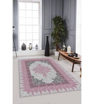 Pembe Klasik Göbekli Kaymaz Tabanlı Dekoratif Halı MK33 - 100 x 160 cm