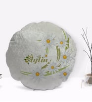 BK Gift Kişiye Özel İsimli Papatya Temalı Yuvarlak Dekoratif Kırlent Yastık-1