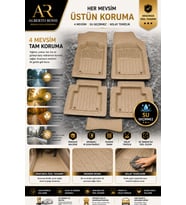 Renault Megane HB 2010-2020 Model Uyumlu ALPİNEX BEJ 4D Havuzlu Paspas Universal-Yumuşak Kaymaz Taban