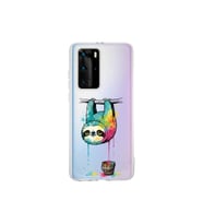 Huawei P40 Pro ile Uyumlu Splash Tembel Hayvan Tasarımlı Şeffaf Silikon Kılıf