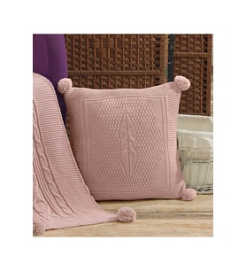 Triko Örgü Kırlent Kılıfı Yastık Kılıfı 45 X 45 Cm (Pudra)