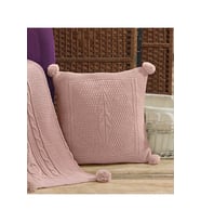 Triko Örgü Kırlent Kılıfı Yastık Kılıfı 45 X 45 Cm (Pudra)