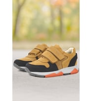 Rakerplus Hakiki Deri Sarı Siyah Çocuk Sneakers Spor Ayakkabı